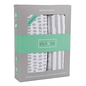 Ely’s & Co. Patent Pending Waterproof Bassinet Sheet, No Need for Bassinet Mattress Pad Cover, 2 Pack Taupe Splash…