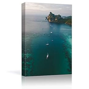 Canvas Wall Art - Boats Sailing from Port - Giclee Print Gallery Wrap Modern Home Art Ready to Hang - 12x18 inches