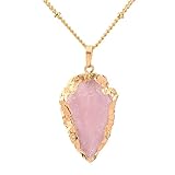 Sedmart Rose Amethyst Agate Pendant Arrowhead Gold plated Necklace Jewelry Mothers Day Gift