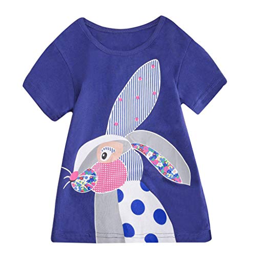 Tronet Toddler Kids Baby Boys Girls Clothes Short Sleeve Cartoon Easter Tops T-Shirt Blouse Blue