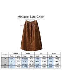 Minibee - Vestido de mujer con falda de pana Midi con botones delanteros divididos