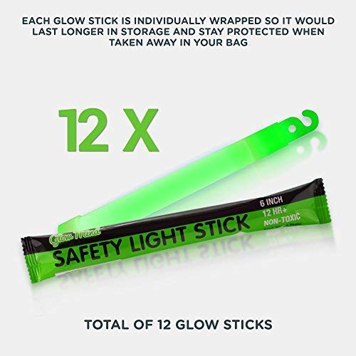12 Ultra Bright Glow Sticks 6" Emergency Light Sticks for Camping