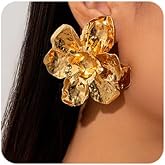 Octwine Vintage Statement Large Flower Silver Gold Boho Chunky Earrings for Women Stud Flower Earrings Statement Earrings Sparkly Bar Party Prom Earrings for Women