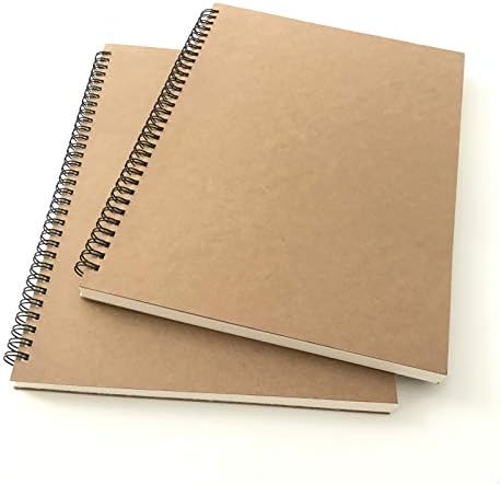 VEEPPO A4/B5 Big Thick Spiral Bound Notebooks and Journals Bulk 2/4Pack Blank/Lined Scrapbook Backpack Books 50Sheets/100Pages per Book (A4 Plain-2 Pack)