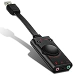 KOTION EACH 2.0 USB External Sound Card Adapter for PC Laptop Windows Mac OS Linux, AFUNTA Audio Adapter Cable, No drivers Needed