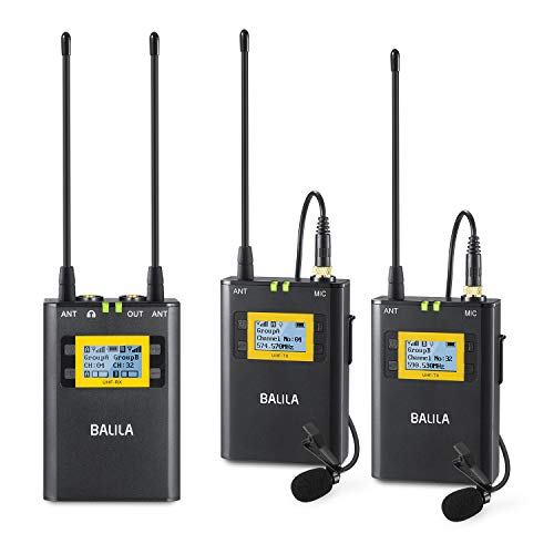 BALILA UHF 100channel Wireless Lavalier Microphone System for DSLR