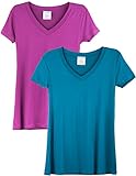 Caramel Cantina 2 Pack Lightweight Maternity V-Necks (X-Large, Plum/D.Teal)