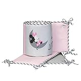 Lambs & Ivy Disney Baby Minnie Mouse 4 Piece Crib Bumper, Pink/Gray