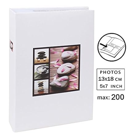 Stones Fotoalbum für 200 Fotos in 13x18 cm Einsteck Foto Album: Farbe: Weiß