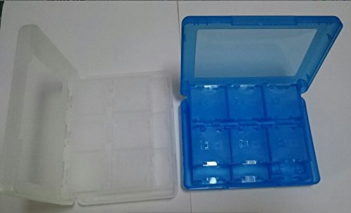 GKG 2 PECES BLUE AND CLEAR 28 in1 Holder Plastic Box Game Card Cartridge Case for Nintendo 3DS XL