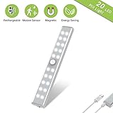 Wardrobe Light, OxyLED Motion Sensor Closet Lights, 20 LED Under Cabinet Lights, USB Rechargeable Stick-on Stairs Step Light Bar, LED Night Light, Gun Safe Light with Magnetic Strip, 1-pack, T-02U