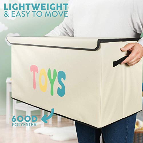 Woffit Toy Storage Organizer Chest for Kids & Living Room, Nursery, Playroom, Closet etc. - Extra Large Collapsible Toys Bin with Flip-top lid for Children & Dog Toys, Great Box for Boys and Girls