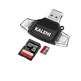 KALENI SD Card Reader,Memory Micro SD Card Reader USB Type C Adapter Viewer for iPhone iPad Android Mac - Supports Lightning Micro USB Type C 4 in 1 (Black)