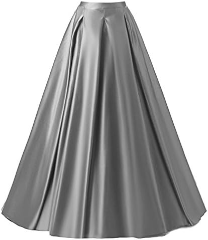 Duraplast Women's Fashion Prom Long Skirt Formal Satin A-Line Skirt High Waist