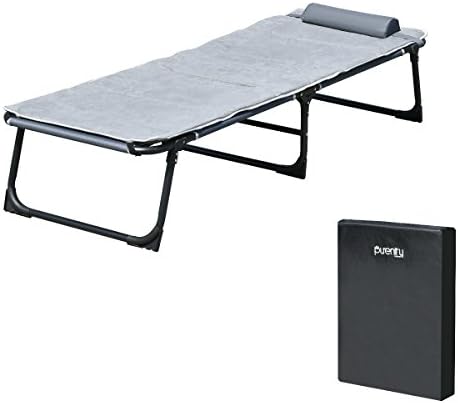 Purenity Comfort Folding Military Bed Camping COT Set with Free Mat and Storage Bag