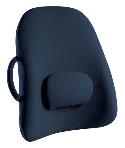 ObusForme Navy Lowback Backrest Support, Removable Adjustable Lumbar Support, Contoured Cushioning Provides Supportive Comfort, Handle For Portability, Hypoallergenic Cover Can Be Removed To Wash