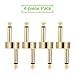 OTraki Z Type Guitar Pedal Connector 4 Pack TS Copper Male Connector Pedal to Pedal Guitar Pedal Coupler, 6.3mm 1/4 Inch Flat Patch for Effect Pedalboard Space Saving, Gold
