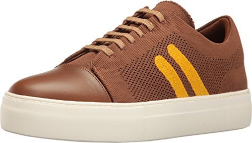 Neil Barrett Men's Paint Stripe Techknit/Nappa Trainer Cognac/Buttercup Shoe