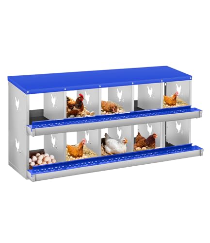 Garvee Chicken Nesting Box, 10 Compartment Metal Nesting Box,Wall Mount Chicken…