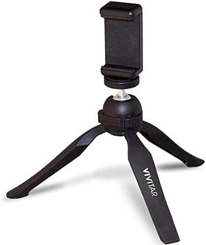 VIVITAR iPhone Tripod Stand, Mini Travel Phone Tripod with Wireless Remote Control Included (white)