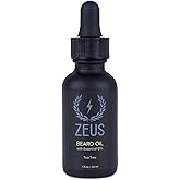 ZEUS Natural Beard Oil for Men, Premium Grooming Oil to Soften, Hydrate, Condition & Control Frizz in Beard and Mustache (Made in USA) Tea Tree