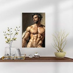 HMLZSJ Nude Muscle Male Torso Portrait Art Gay