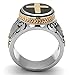 Men's Black & Silver Stainless Steel Christian Holy Cross Ring Size 8-14 (9)
