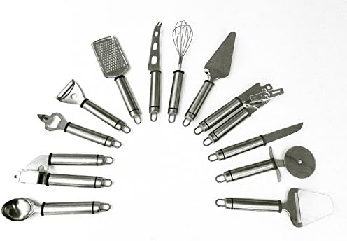 DELUXE KITCHEN GADGET TOOLS SET made with Food Grade 304 Stainless Steel - 12 Piece Premium Kitchen Set - Comes in a Beautiful Box for the perfect gift - Ergonomic Design