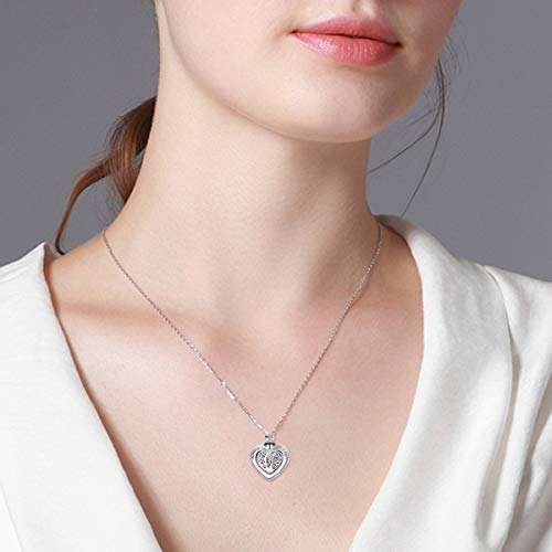 POPLYKE Memorial Urn Necklace for Dog Cat Pets Ashes,Engraved Always in My Heart Sterling Silver Dog Paw Pendant Necklace for Women Girls Unisex - Thumbnail 6