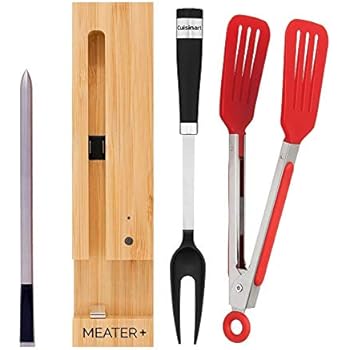 New MEATER+165ft Long Range Smart Wireless Meat Thermometer for The Oven Grill Kitchen BBQ Smoker Rotisserie with Bluetooth and WiFi Digital Connectivity Includes Fork and Tongs Bundle