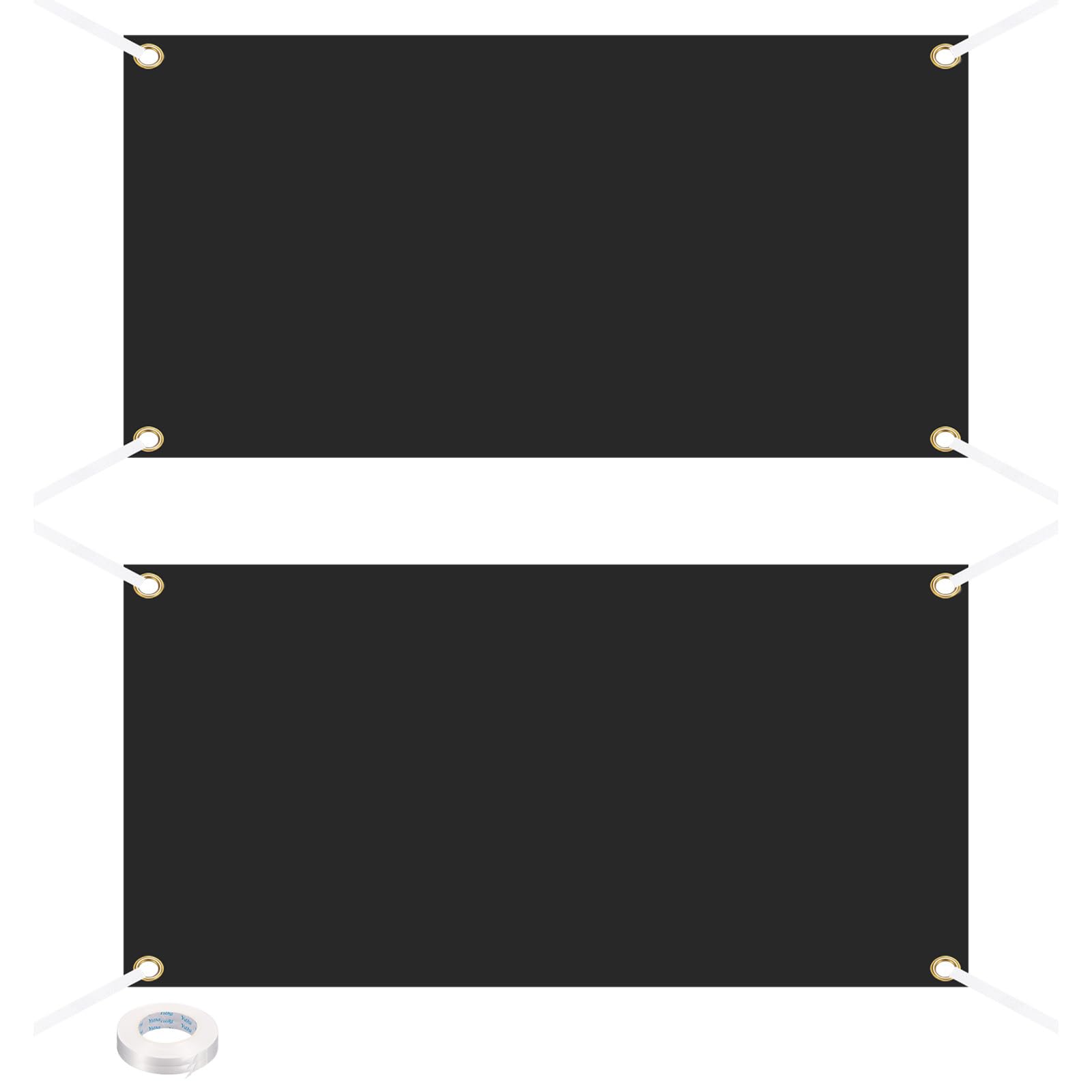 PATIKIL 2 PCS Blank Banners Signs to Decorate 2'x4' Sublimation Black Banner with Hanging Rope for Business Outside Outdoor Wall