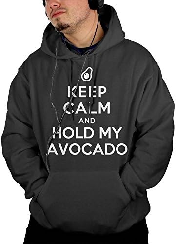 Keep Calm And Hold My Avocado Mens Pullover Sweater Hoodie With Pocket Black XX-Large