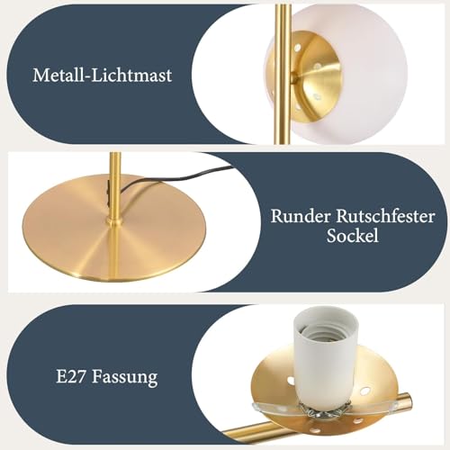 ZMH Modern Floor Lamp Floor Lamp - 3 Lights E27 Design with Ped Switch