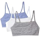 Fruit of the Loom womens Cotton Pullover Sport Bra, heather grey/white/heather blue 36