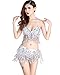 ZLTdream Women's Belly Dance Costume Bra Top with Chest & Hip Scarf with Fringe