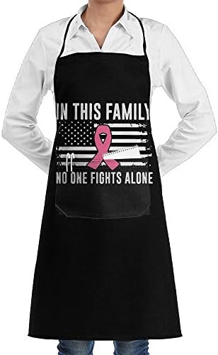 In This Family No One Fights Alone Cooking Kitchen Aprons With Pockets Bib Apron For Cooking, Baking, Crafting, Gardening, BBQ