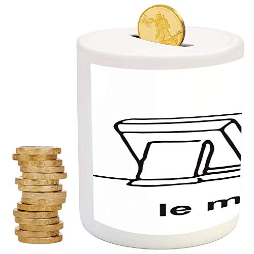 iPrint Humor Decor,Ceramic Piggy Bank for Girls,for Party Decor Girls Kid's Children Adults Birthday Gifts,Stickman Meme Face Icon Looking at Computer Joyful Fun Caricature Comic Design - Thumbnail 2