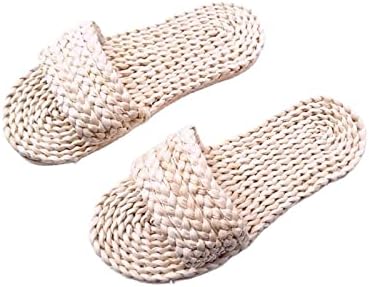 Aveanit Women's Slipper Summer Handwoven Seagrass Slippers for