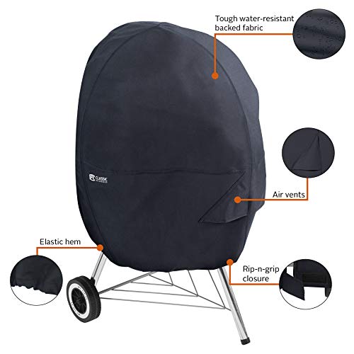 Classic Accessories 55-315-CHIMNY-EC Kettle Grill Cover with Charcoal Chimney, Medium, Black