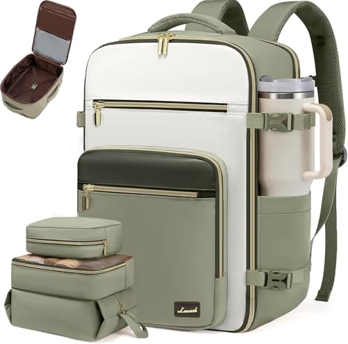 LOVEVOOK Travel Backpack For Women,40L Carry On Backpack Flight Approved,TSA Personal Item Travel Bag Fits 17 Inch Laptop,Business Weekender Overnight Daypack with Back Pad and Chest Buckle,Cubes