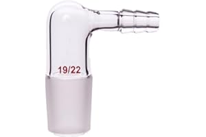 QUAFOOLAB Glass 90 Degree Vacuum/Gas Adapter, Borosilicate Glass Bent Inlet Adapter with 19/22 Inner Joint for Laboratory Lab Supply