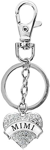Mother's Day Gift for Mimi Engraved Keychain Crystal Heart Gift for Grandma