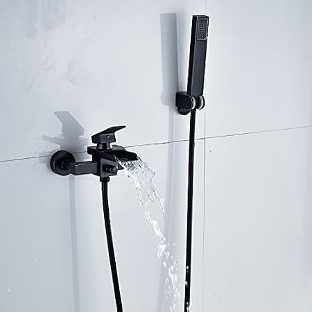 Systeme De Douche Couleur Noire Robinets De Baignoire Et De Douche Bec Cascade Avec Douchette Robinet Mitigeur Eau Chaude Et Froide Cuisines Et Salles De Bain Robinets De Douche Et De Baignoire