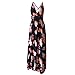 VANCOL Women's Sexy Spaghetti Strap V-Neck Backless Slit Beach Floral Print Maxi Dress (S, Navy Blue)