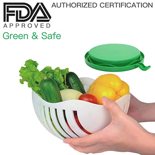 Salad Cutter Bowl, Ommani Upgraded Salad Maker Family Size Fast Vegetable Cutter Bowl, Salad Slicer Salad Chopper Strainer Cutting Board 4 in 1 Durable FDA-Approved for Kitchen - Thumbnail 5