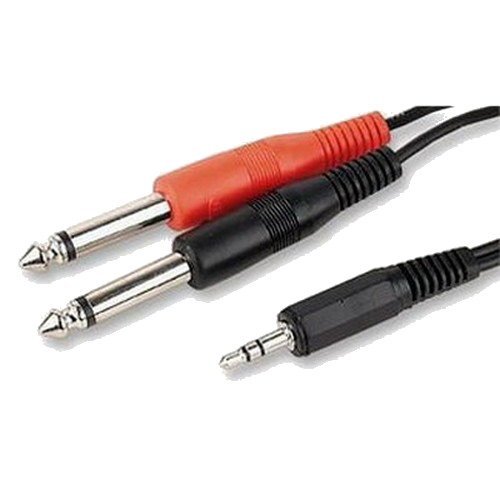 fitTek 3.5mm Stereo Jack Plug to 2 x 6.35mm Mono Audio Cable - 2 Metres