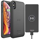iPhone XS/X Battery Case, 4200mAh Slim Portable Protective Extended Charger Cover with Qi Wireless Charging Compatible with iPhone X & XS (5.8 inch) BXX & 10W Qi Wireless Charger Pad CX101 - (Black)