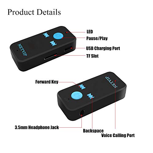 Bluetooth Receiver Wireless Car Audio Adapter, Hands-Free Audio Receiver & Mini 3.5mm Aux Audio Adapter Car Kits for Headphones/Speakers/Home Streaming Music Stereo Sound System TF/SD Card Supported