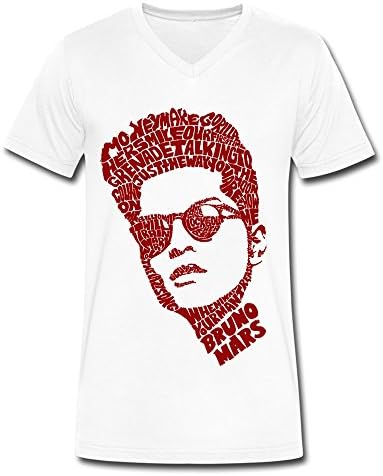 Man Bruno Mars V-Neck Short Sleeve Tees XXL White