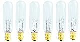 Pack of 6 Bulbs 25 Watt T6 Tubular 25T6 Light Bulb for Himalayan Salt Lamps, Fits E12 Socket, Candelabra Base